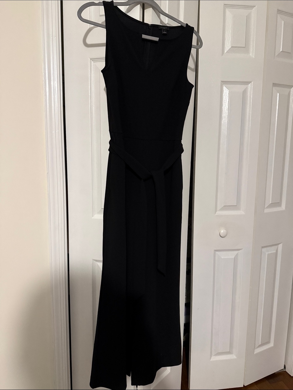 Ann Taylor Factory Black Sleeveless Maxi Dress with Waist Tie